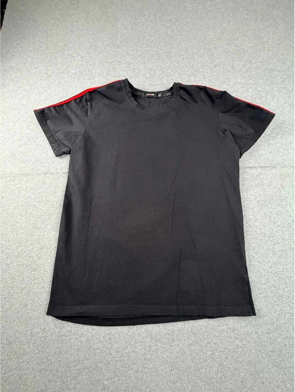 Jordan Mens T-Shirt XL Black Mock Neck Short Sleeve Logo Shoulder Tape Red